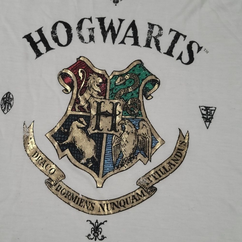 🩵Harry Potter White Graphic Hi-Low Short Sleeve Top Small - Picture 4 of 10